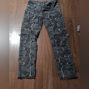 Grey Jeans Frayed All Over